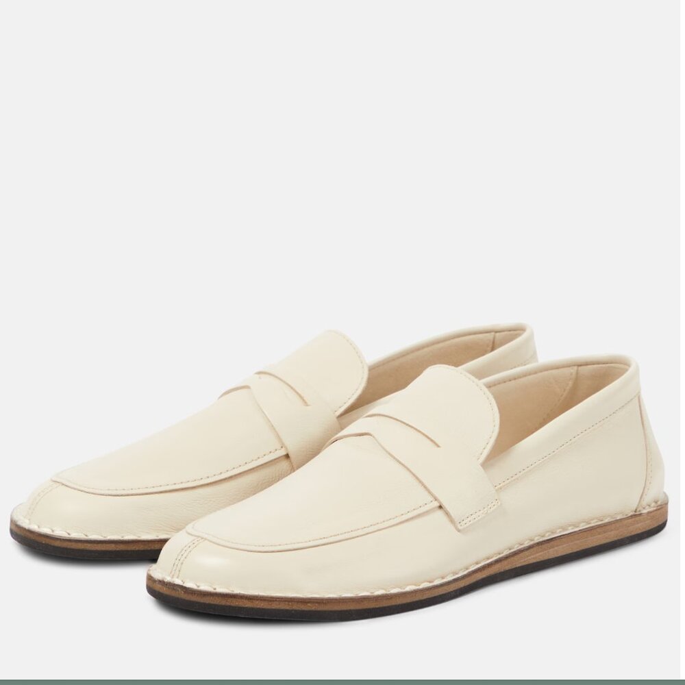 The Row Cary Leather Loafers - Color: Tofu - Size 41.5